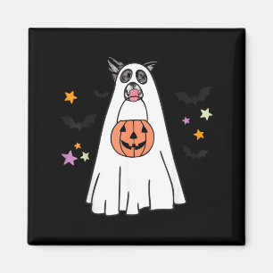 Aimant Chien Border Collie Noir Et Blanc Boo Halloween
