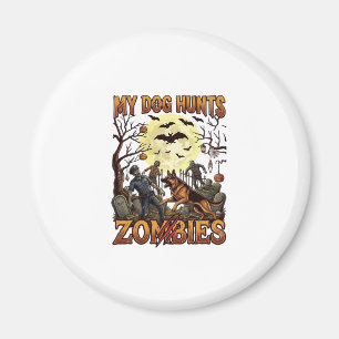 Aimant Chien chasse les zombies Halloween Berger allemand