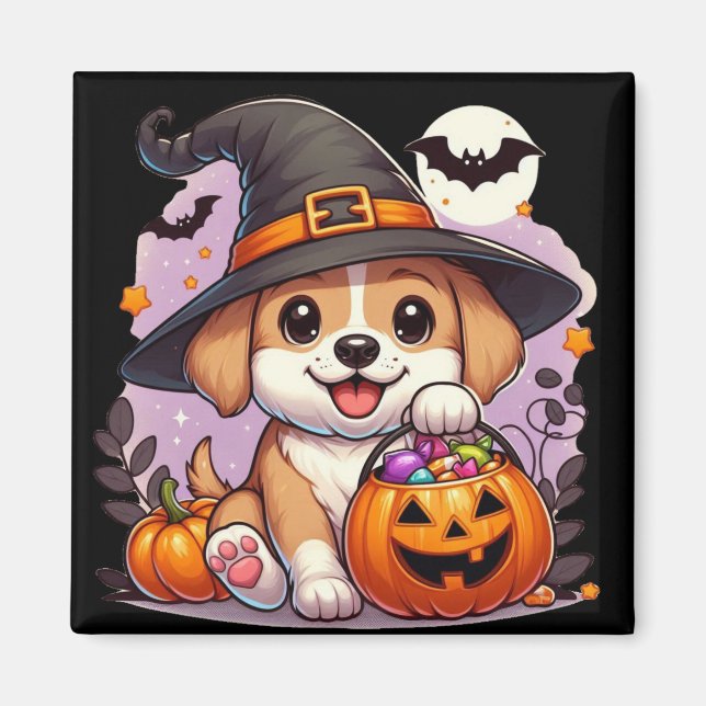 Aimant Chien/chiot d'Halloween mignon (Devant)