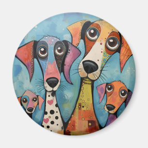Aimant Chien coloré Art Abstrait de style dessin animé