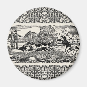 Aimant Chien courant art animal antique illustration vict