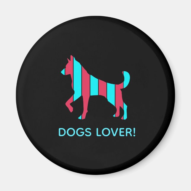 Aimant Chien - Cute Pet Pop Art, Bleu & Rouge Animal Abst (Devant)