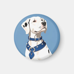 Aimant Chien Dalmatien Avec Collier Bleu