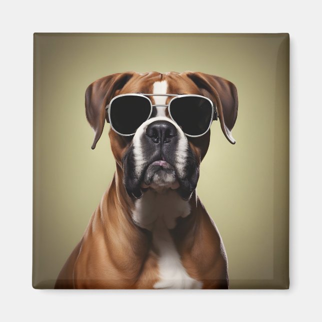 Aimant Chien de boîte cool (Devant)