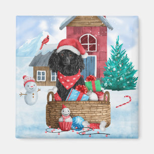 Aimant Chien de caniche dans la neige Maison de chien de 