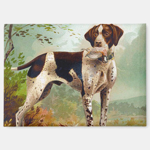 Aimant Chien de chasse avec oiseau dans la bouche