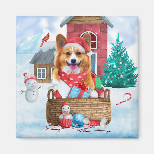 Aimant Chien de Corgi dans la neige Maison de Chien de No