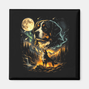 Aimant chien de montagne bernois hurle lune vintage 90s c