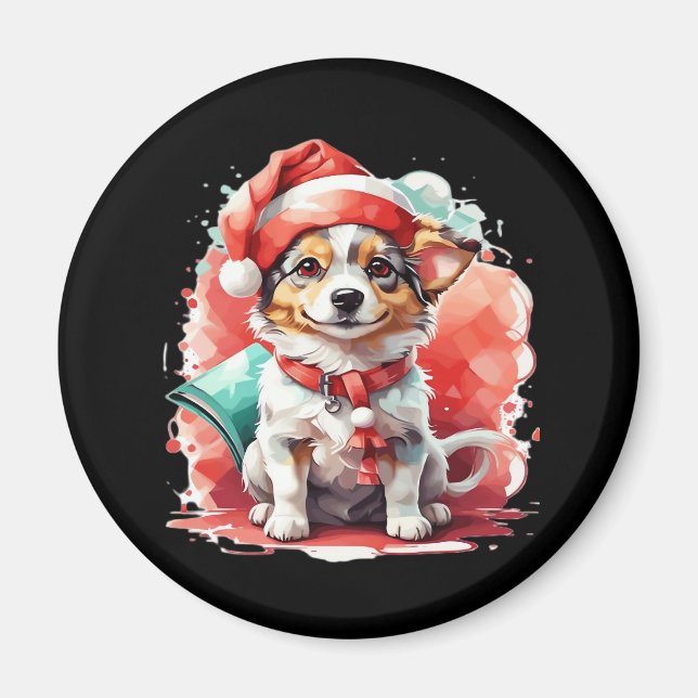 Aimant Chien de Noël Casquette - Conte de Noël Surdimensi (Devant)