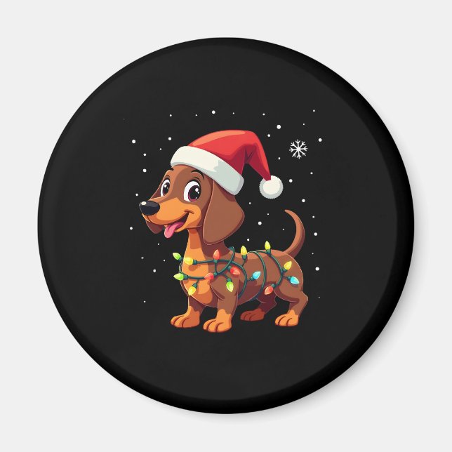 Aimant Chien de Noël Dachshund Père Noël Xmas Wiener 3 (Devant)