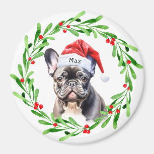 Aimant Chien de Noël Français Noir Chien de Noël Père Noë