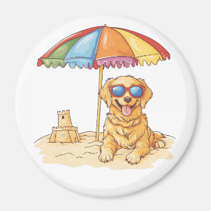 Aimant Chien de plage Golden Retriever