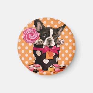 Aimant Chien de taureau et bonbons français