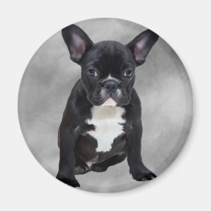 Aimant Chien de taureau français assis aquarelle peinture