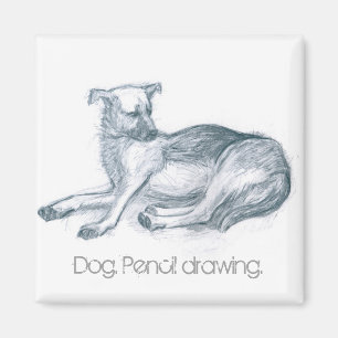 Aimant Chien. Dessin au crayon.