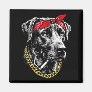 Aimant Chien drôle fumant une cigarette labrador retrieve