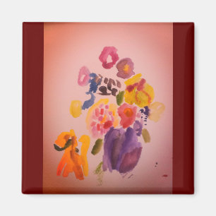 Aimant Chien et fleurs joli art