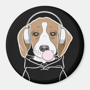 Aimant Chien frais avec Bubblegum mignon Beagle amusant