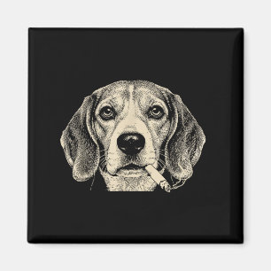 Aimant Chien fumant cigarette drôle beagle meme 