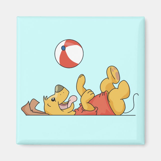 Aimant Chien jouant avec des T-shirts et des cadeaux de (Devant)