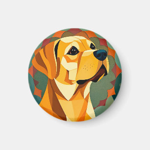 Aimant Chien Labrador Retriever Jaune Art Géométrique