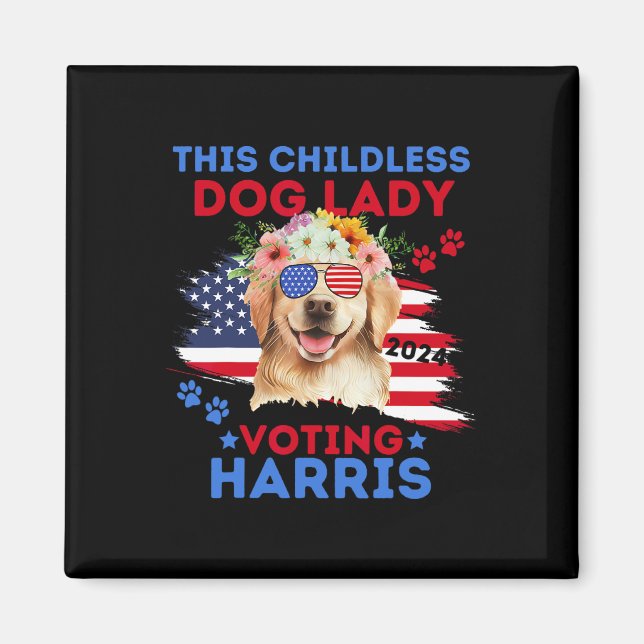 Aimant Chien Lady Vote Kamala Harris 2024 Golden Retrieve (Devant)