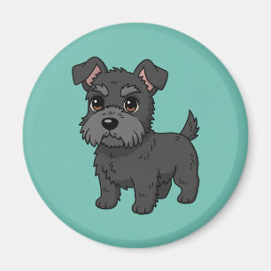 Aimant Chien noir mignon Scottish Terrier Vert
