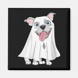 Aimant Chien Pitbull Féminin Portant Un Costume De Fantôm