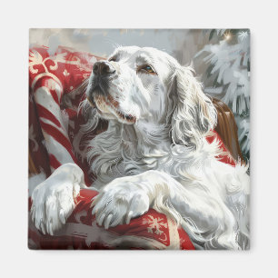Aimant Chien Setter Anglais Fête de Noël