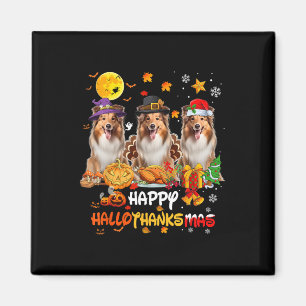 Aimant Chien Shetland Sheepdog Happy Halloween Thanksgivi