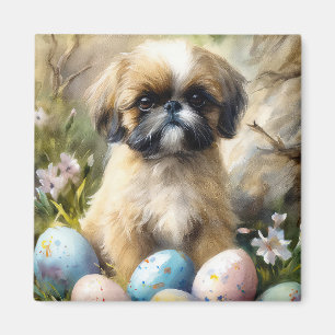 Aimant Chien Shih Tzu avec Oeufs de Pâques Fête