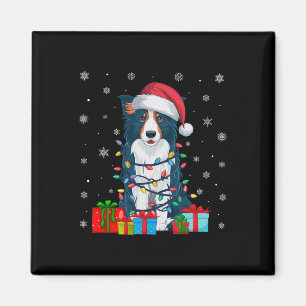 Aimant Chien Vilain Noël Lumières Santa Chapeau Bordure C