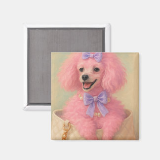 Aimant chienne caniche rose, décoration caniche