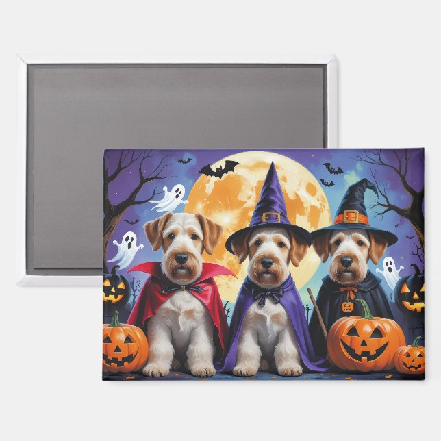Aimant Chiens Airedale Terrier Citrouille Halloween Funny (Recto/Verso)