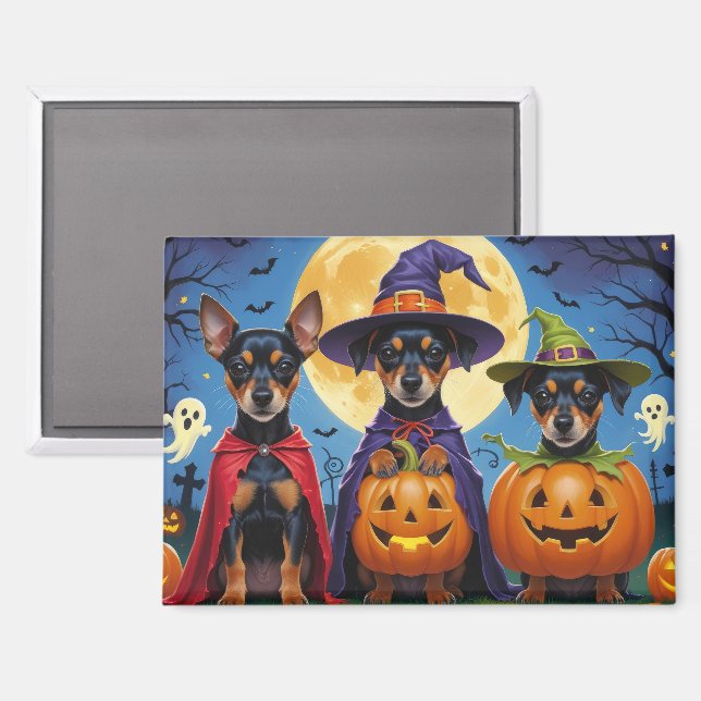 Aimant Chiens d'Affenpinscher Citrouille Halloween Funny (Recto/Verso)