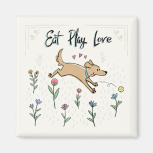 Aimant Chiens dans le jardin II   Mangez l'amour