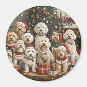 Aimant Chiens de chiot de Noël Goldendoodle