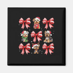 Aimant Chiens de Yorkie Cute Coquette Bow Noël Animal ani