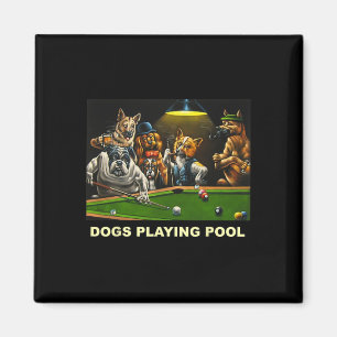 Aimant Chiens Jouer Pool Art Travail Chiots Snooker Poche