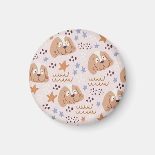 Aimant Chiens mignons, étoiles, lignes : vintage sans sou