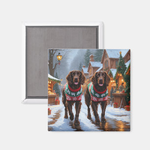 Aimant Chiens Setter Anglais Noël Neige Fêtes