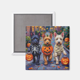 Aimant Chiens Terrier Écossais en costumes d'Halloween
