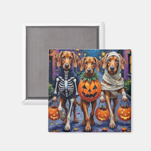 Aimant Chiens Vizsla faisant Trick-or-Treat dans un costu
