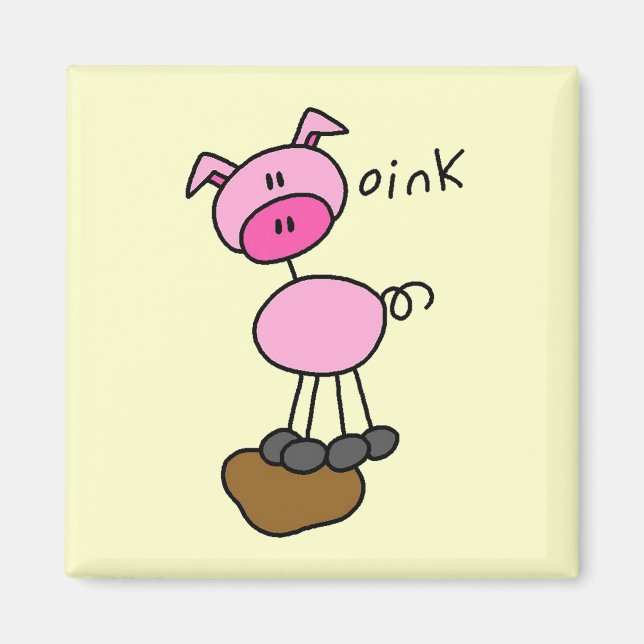 Aimant Chiffre T-shirts et cadeaux de bâton de porc (Devant)