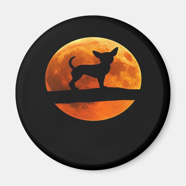 Aimant Chihuahua Chien Silhouette Moon chiwawa amant Clas (Devant)