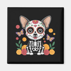 Aimant Chihuahua Crâne de Sucre Halloween Chien
