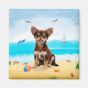 Aimant Chihuahua Dog sur la plage