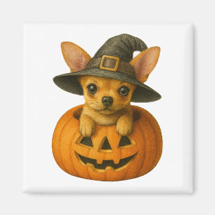 Aimant Chihuahua en Citrouille