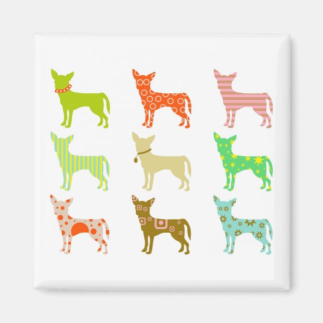 Aimant chihuahuas à motifs (Devant)