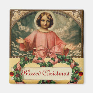 AIMANT CHILD JESUS WITH ANGELS AND CHRISTMAS CROWNS